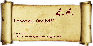 Lehotay Anikó névjegykártya